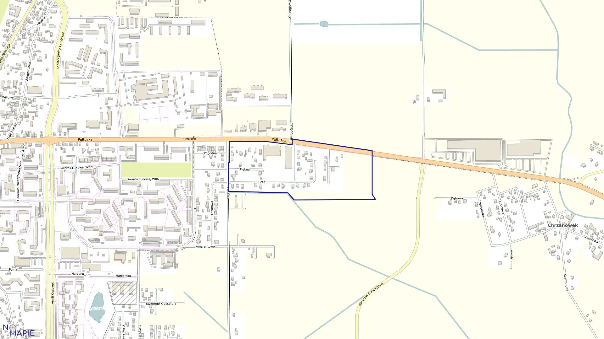 Mapa obrębu CHRZANÓWEK w mieście Ciechanów