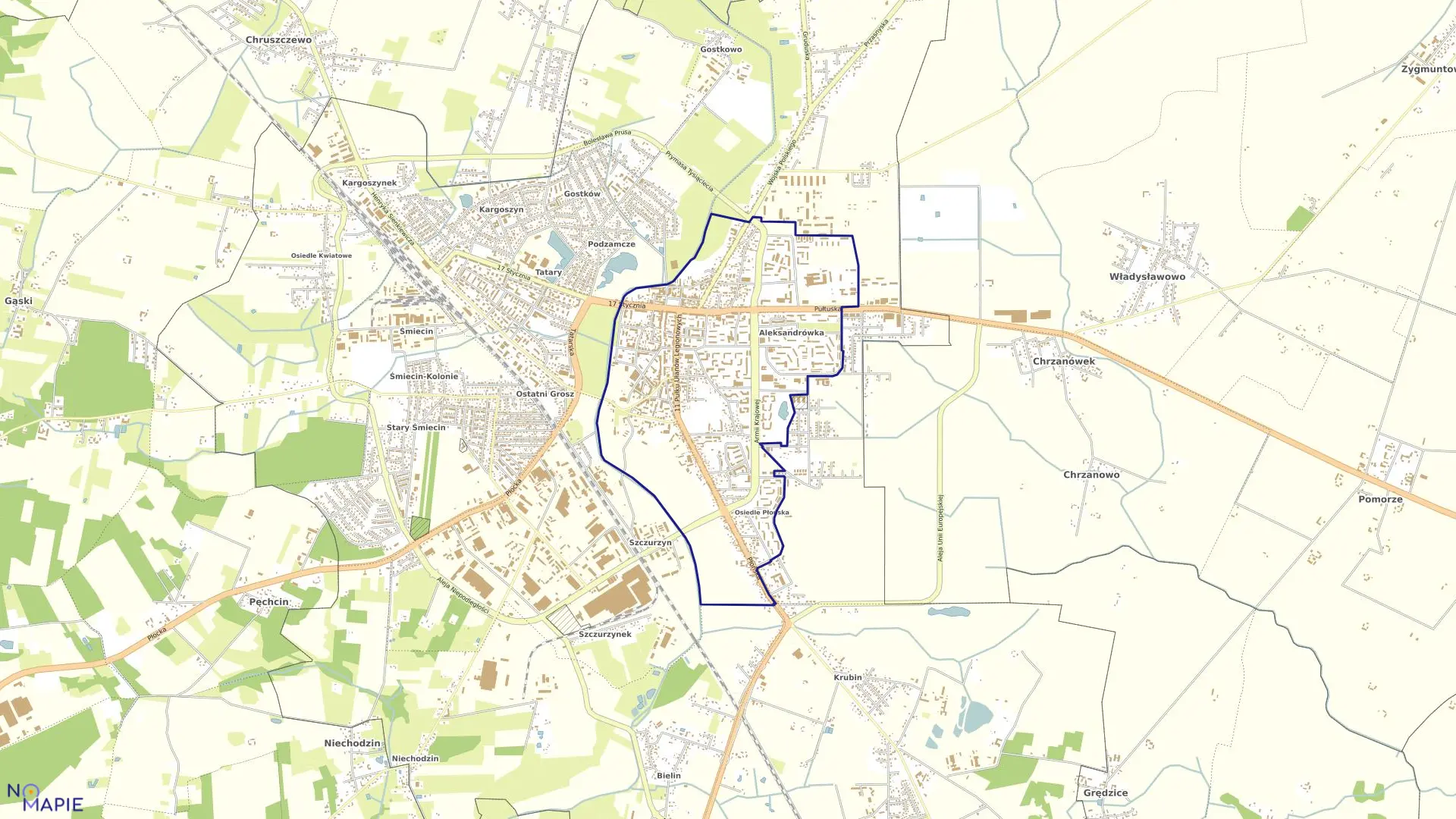 Mapa obrębu ŚRÓDMIEŚCIE w mieście Ciechanów